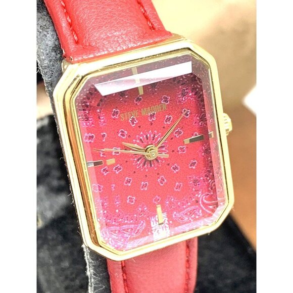 Steve Madden Women's Watch SM/1030 Quartz Rectangle Gold Red Dial Leathe… - Picture 12 of 13